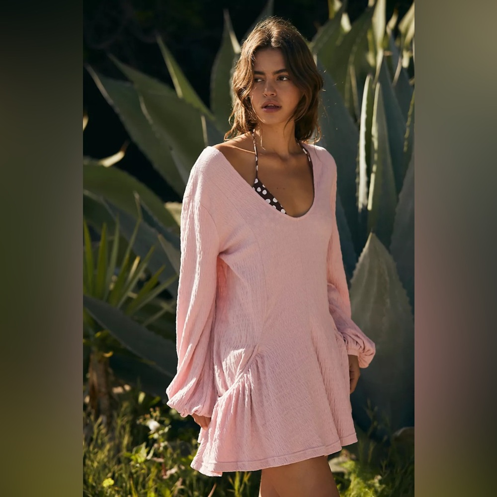 Free People Light Pink Mini Dress - Picture 1 of 4